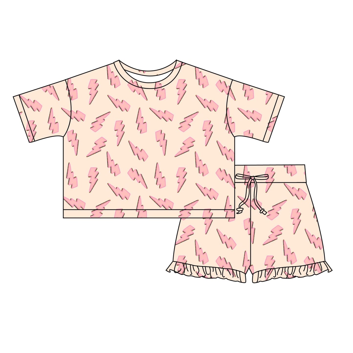 Electric Dreams - 2 Piece Ruffle Lounge Set (Pink)